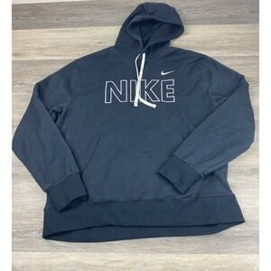 Men's Nike Black/White Sportswear Club Fleece Pullover Hoodie -Large NWOT
